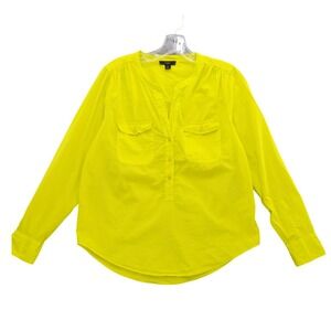 J.Crew Neon Yellow Cotton Top Long Sleeve Button‎ Up Shirt Size S